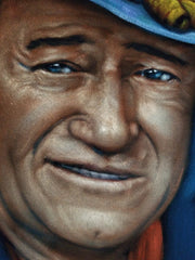Copy of John Wayne Portrait,  Original Oil Painting on Black Velvet by Alfredo Rodriguez "ARGO" - a480