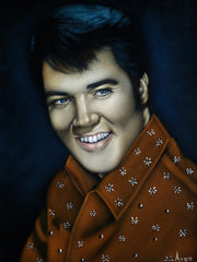 Copy of Elvis Presley Portrait , Original Oil Painting on Black Velvet by Alfredo Rodriguez "ARGO" - #a479