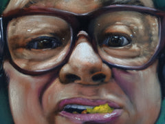 Danny DeVito portrait, Always Sunny in Philadelphia , eats peach, Classy Affair: Original oil on black velvet by Argo size (24"x18") a577-Ba12