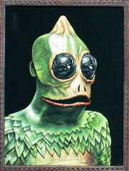 Sleestak portrait; Land of the Lost; Lizard man Sleestack, Original Oil painting on Black Velvet by Jorge Terrones - #j252-v2