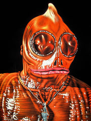 Sleestak Enik portrait; Land of the Lost; Original Oil painting on Black Velvet by Jorge Terrones - #j252-v2
