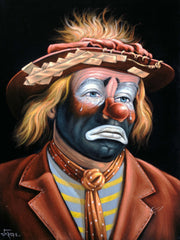 Emmett Kelly Circus Hobo Clown; Original Oil painting on Black Velvet by Jorge Terrones - #J426