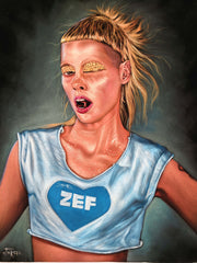 Yolandi Visser Of Die Antwoord;  Original Oil painting on Black Velvet by Jorge Terrones - #j429