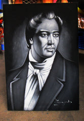 Joseph Smith portrait; founder of Mormonism and the Latter Day Saint movement ; Original Oil painting on Black Velvet by Zenon Matias Jimenez- #JM102