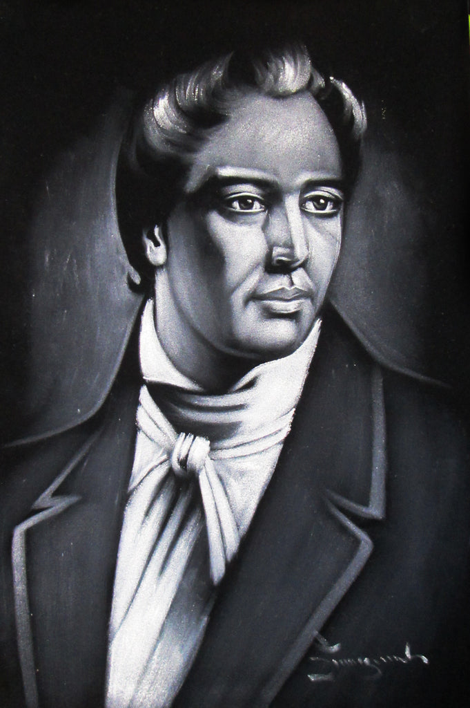 Joseph Smith portrait; founder of Mormonism and the Latter Day Saint movement ; Original Oil painting on Black Velvet by Zenon Matias Jimenez- #JM102