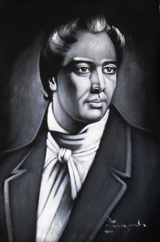 Joseph Smith portrait; founder of Mormonism and the Latter Day Saint movement ; Original Oil painting on Black Velvet by Zenon Matias Jimenez- #JM102