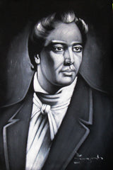 Joseph Smith portrait; founder of Mormonism and the Latter Day Saint movement ; Original Oil painting on Black Velvet by Zenon Matias Jimenez- #JM102
