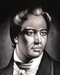 Joseph Smith portrait; founder of Mormonism and the Latter Day Saint movement ; Original Oil painting on Black Velvet by Zenon Matias Jimenez- #JM102