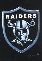 Oakland Raiders logo;NFL; Original Oil painting on Black Velvet by Zenon Matias Jimenez- #JM103