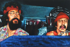 Cheech & Chong; Up in Smoke;  Original Oil painting on Black Velvet by Zenon Matias Jimenez- #JM120