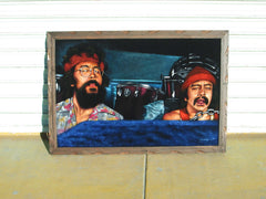 Cheech & Chong; Up in Smoke;  Original Oil painting on Black Velvet by Zenon Matias Jimenez- #JM120