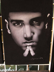 Eminem portrait; Calvin Cordozar Broadus, Jr; Original Oil painting on Black Velvet by Zenon Matias Jimenez- #JM12