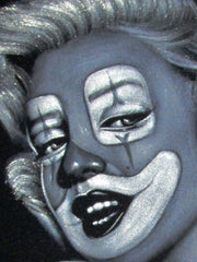 Marilyn Monroe Clown portrait; Original Oil painting on Black Velvet by Zenon Matias Jimenez- #JM133