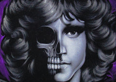 Jim Morrison Calavera Skull Portrait ; Original Oil painting on Black Velvet by Zenon Matias Jimenez- #JM134