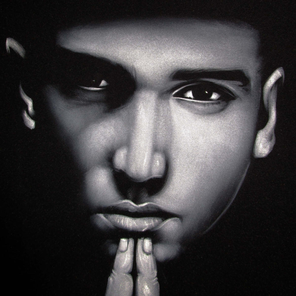 Eminem portrait; Calvin Cordozar Broadus, Jr; Original Oil painting on Black Velvet by Zenon Matias Jimenez- #JM137