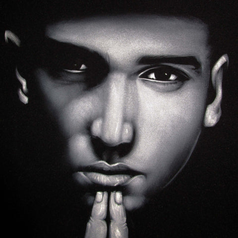 Eminem portrait; Calvin Cordozar Broadus, Jr; Original Oil painting on Black Velvet by Zenon Matias Jimenez- #JM137