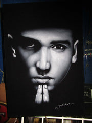 Eminem portrait; Calvin Cordozar Broadus, Jr; Original Oil painting on Black Velvet by Zenon Matias Jimenez- #JM137