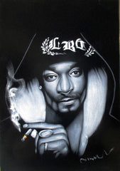 Snoop Dogg portrait; Calvin Cordozar Broadus, Jr; Original Oil painting on Black Velvet by Zenon Matias Jimenez- #JM138