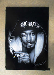 Snoop Dogg portrait; Calvin Cordozar Broadus, Jr; Original Oil painting on Black Velvet by Zenon Matias Jimenez- #JM138
