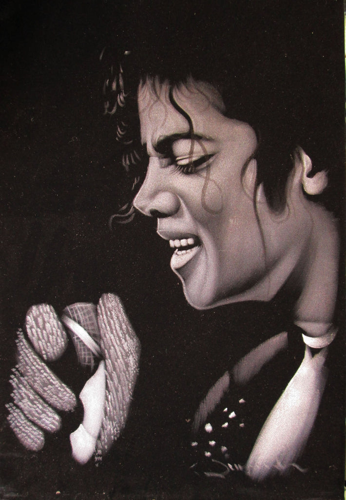 Michael Jackson portrait; ; Original Oil painting on Black Velvet by Zenon Matias Jimenez- #JM13
