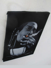 Snoop Dogg portrait; Calvin Cordozar Broadus, Jr; Original Oil painting on Black Velvet by Zenon Matias Jimenez- #JM142