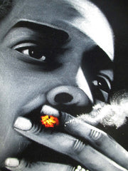 Snoop Dogg portrait; Calvin Cordozar Broadus, Jr; Original Oil painting on Black Velvet by Zenon Matias Jimenez- #JM142