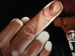 Lemmy portrait; Ian Fraser Kilmister of Motörhead; Original Oil painting on Black Velvet by Zenon Matias Jimenez- #JM143