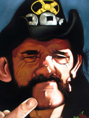 Lemmy portrait; Ian Fraser Kilmister of Motörhead; Original Oil painting on Black Velvet by Zenon Matias Jimenez- #JM143