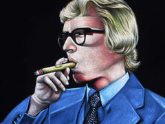 Bob Wilkins portrait; Creature Features Host, Original Oil painting on Black Velvet by Zenon Matias Jimenez- #JM144