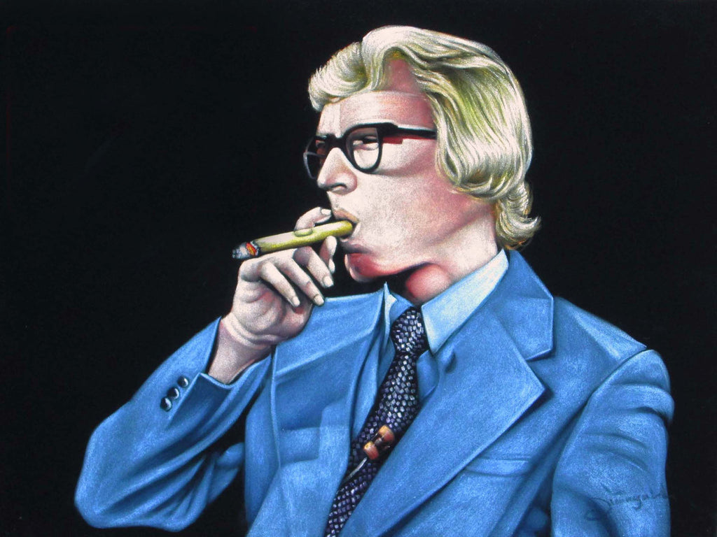 Bob Wilkins portrait; Creature Features Host, Original Oil painting on Black Velvet by Zenon Matias Jimenez- #JM144