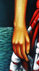 Nude; Polynesian topless nude; Hawaiian; Original Oil painting on Black Velvet by Zenon Matias Jimenez- #JM146