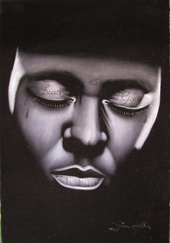 Lil Wayne Fear God portrait; Dwayne Michael Carter, Jr; Original Oil painting on Black Velvet by Zenon Matias Jimenez- #JM14