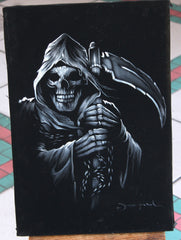 Grim Reaper portrait; Angel of Death ; Original Oil painting on Black Velvet by Zenon Matias Jimenez- #JM15