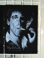 Tony Montana Calavera portrait; Al Pacino; Scarface; Skull Face; Original Oil painting on Black Velvet by Zenon Matias Jimenez- #JM38