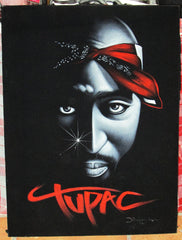 Tupac Shakur portrait; 2Pac  ; Original Oil painting on Black Velvet by Zenon Matias Jimenez- #JM39