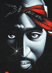 Tupac Shakur portrait; 2Pac  ; Original Oil painting on Black Velvet by Zenon Matias Jimenez- #JM39