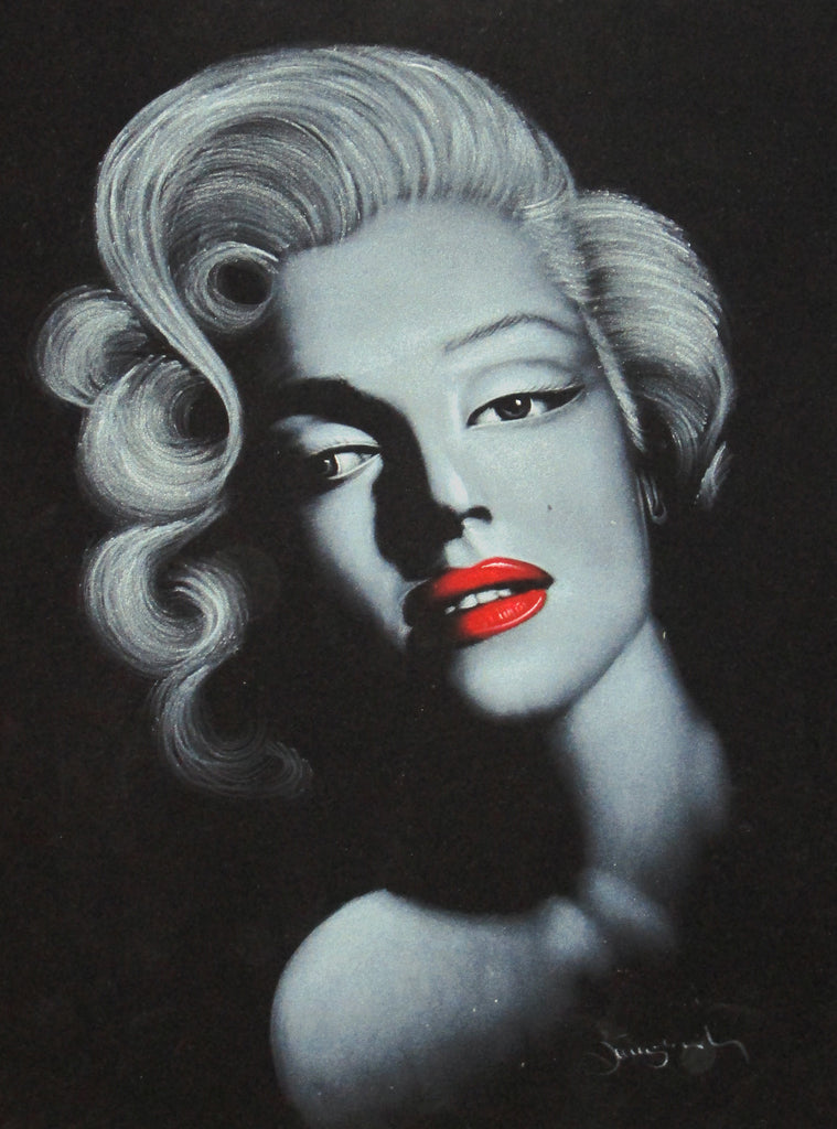 Marilyn Monroe portrait; Norma Jeane Mortenson; Original Oil painting on Black Velvet by Zenon Matias Jimenez- #JM40