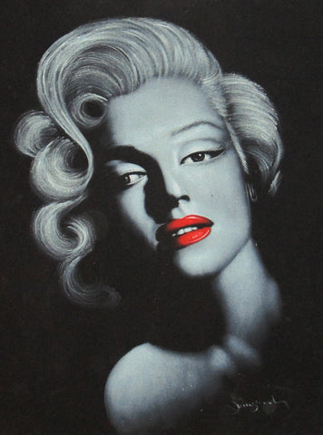 Marilyn Monroe portrait; Norma Jeane Mortenson; Original Oil painting on Black Velvet by Zenon Matias Jimenez- #JM40