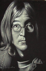 John Lennon portrait; Beatles;   Original Oil painting on Black Velvet by Zenon Matias Jimenez- #JM48