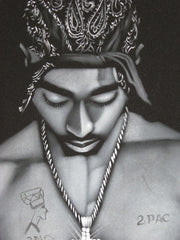 Tupac Shakur portrait; 2Pac  ; Original Oil painting on Black Velvet by Zenon Matias Jimenez- #JM57