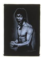 Bruce Lee portrait; the Dragon  ; Original Oil painting on Black Velvet by Zenon Matias Jimenez- #JM66
