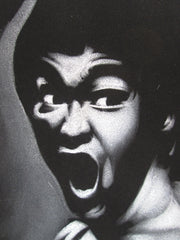 Bruce Lee portrait; the Dragon  ; Original Oil painting on Black Velvet by Zenon Matias Jimenez- #JM66