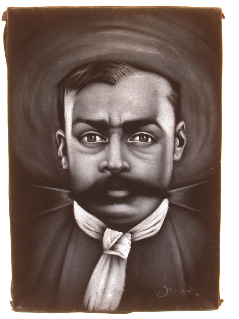 Zapata portrait; Emiliano Zapata; Original Oil painting on Black Velvet by Zenon Matias Jimenez- #JM67