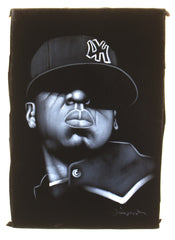 Jay Z portrait;  Shawn Corey Carter; rapper, entrepreneur and investor; Original Oil painting on Black Velvet by Zenon Matias Jimenez- #JM69
