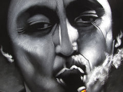 Tony Montana portrait; Al Pacino; Scarface; Original Oil painting on Black Velvet by Zenon Matias Jimenez- #JM70