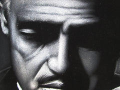 The Godfather; Marlon Brando portrait;  Original Oil painting on Black Velvet by Zenon Matias Jimenez- #JM71