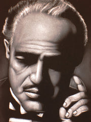 The Godfather; Marlon Brando portrait;  Original Oil painting on Black Velvet by Zenon Matias Jimenez- #JM71
