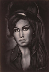 Amy Winehouse portrait; Amy Jade Winehouse; Original Oil painting on Black Velvet by Zenon Matias Jimenez- #JM75