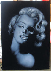 Marilyn Monroe; Calavera day of the dead portrait; Original Oil painting on Black Velvet by Zenon Matias Jimenez- #JM77