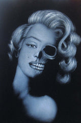 Marilyn Monroe; Calavera day of the dead portrait; Original Oil painting on Black Velvet by Zenon Matias Jimenez- #JM77